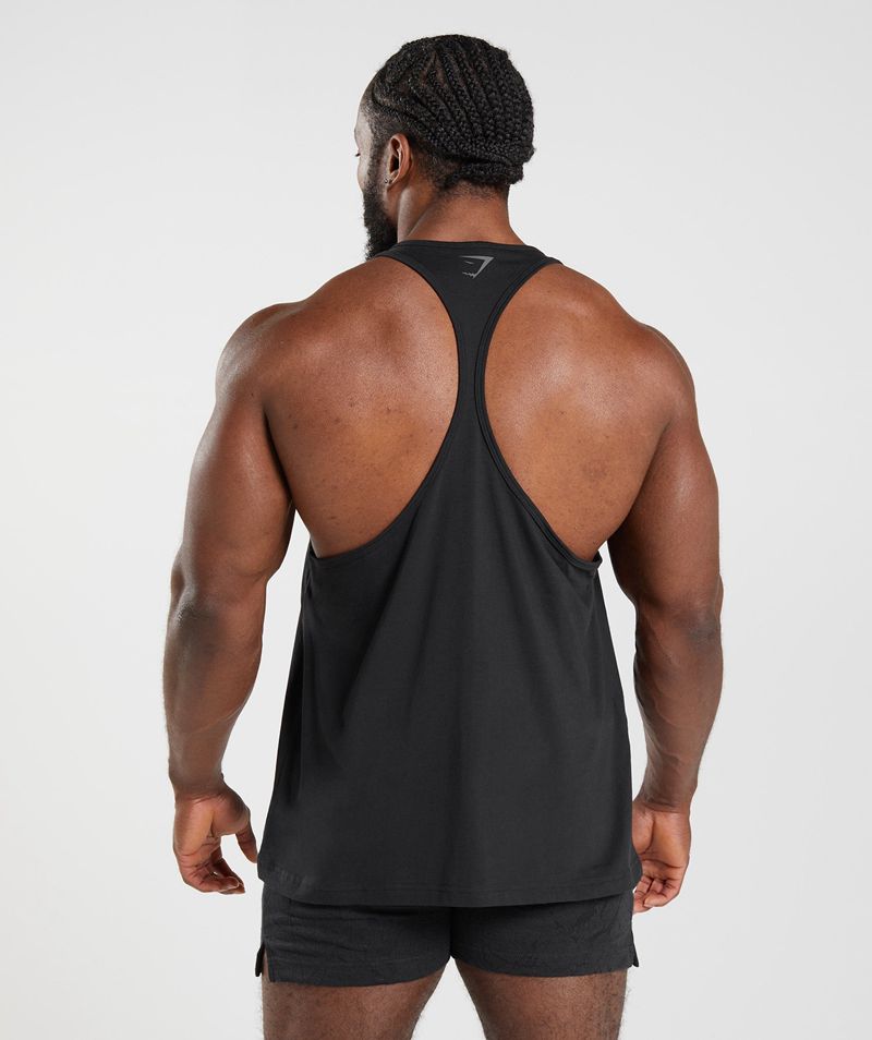 Men's Gymshark Power Stringer Black | USA  5729-LJBKC