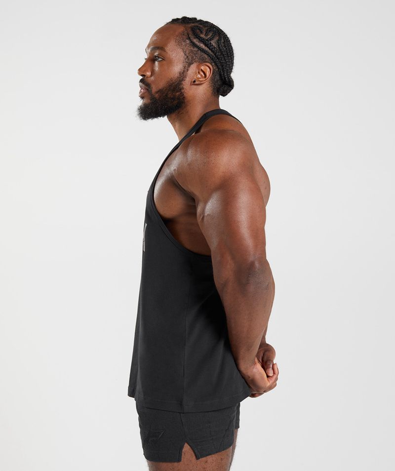 Men's Gymshark Power Stringer Black | USA  5729-LJBKC