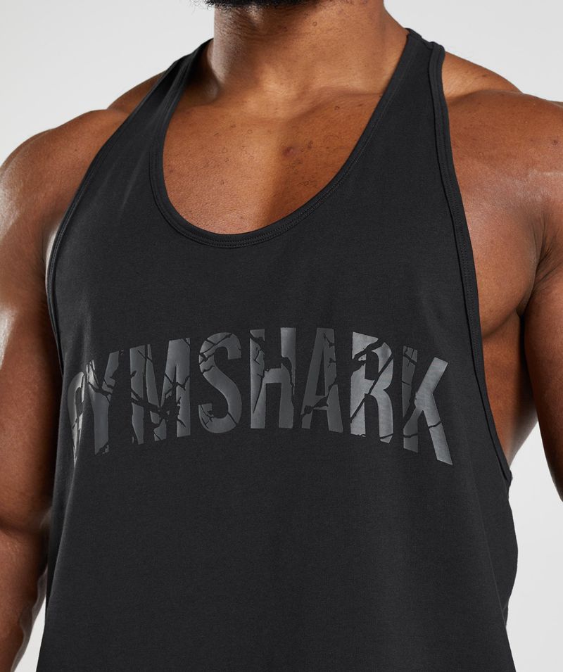 Men's Gymshark Power Stringer Black | USA  5729-LJBKC