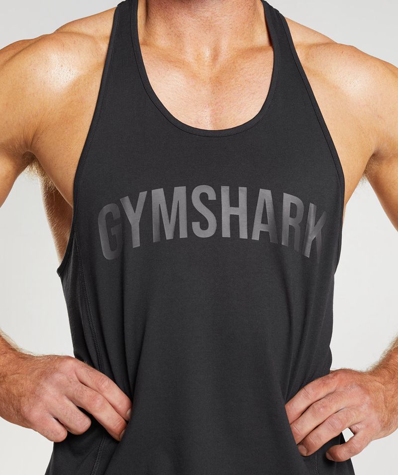 Men's Gymshark Power Stringer Black | USA  6971-JVMEP