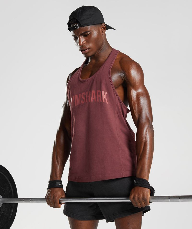 Men's Gymshark Power Stringer Burgundy | USA  7025-RJWXQ