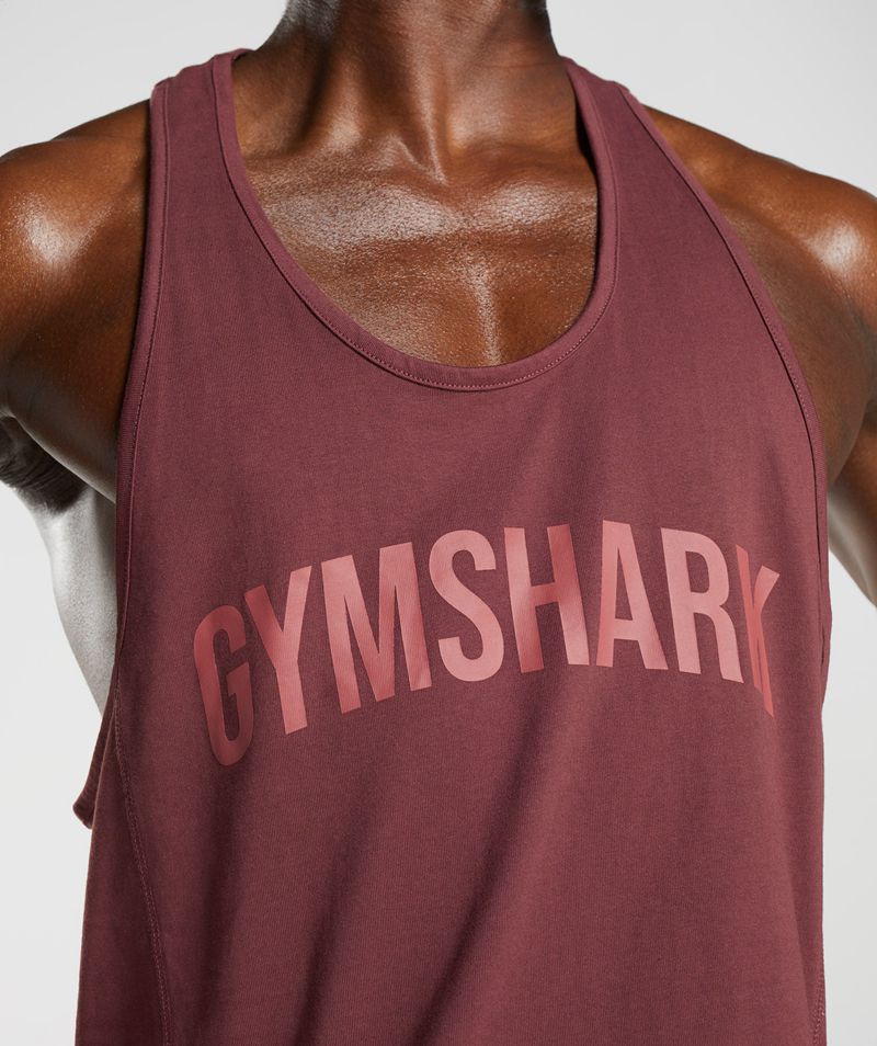 Men's Gymshark Power Stringer Burgundy | USA  7025-RJWXQ