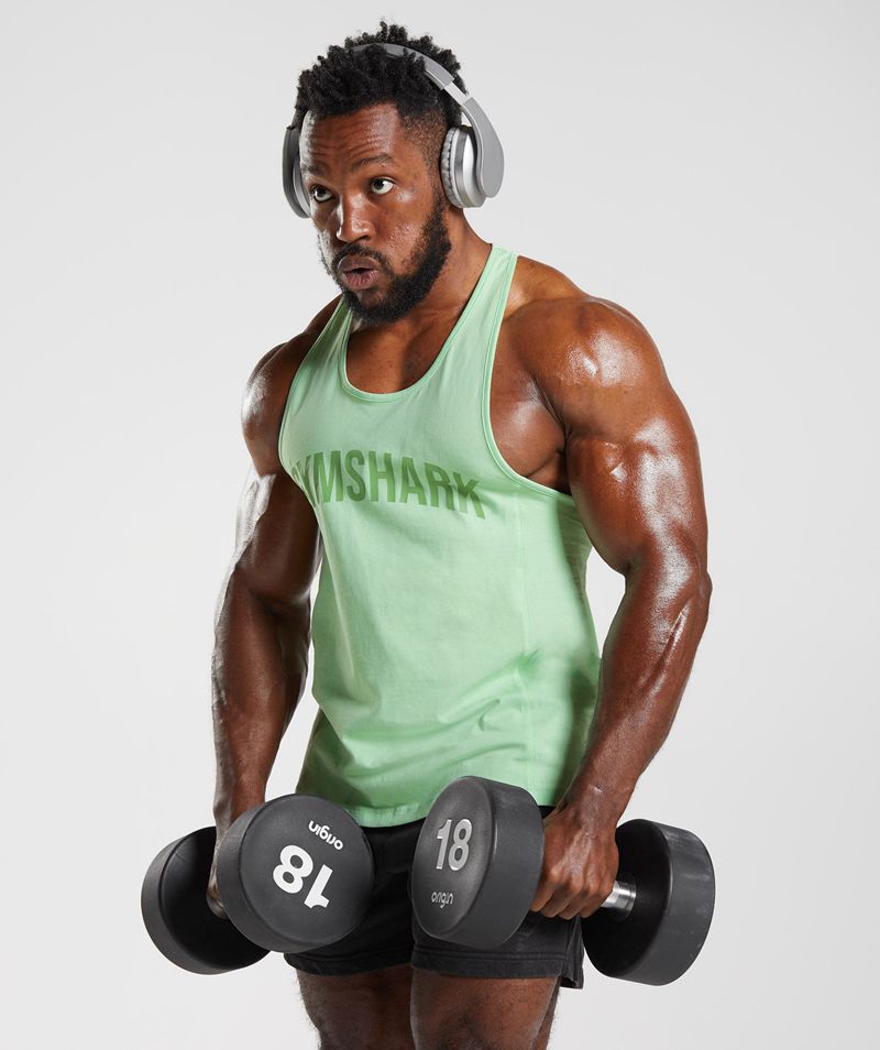 Men's Gymshark Power Stringer Green | USA  6784-GXLDV