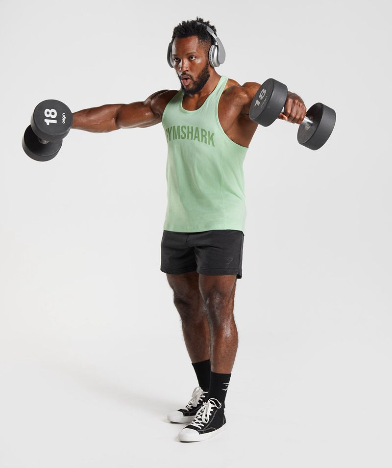 Men's Gymshark Power Stringer Green | USA  6784-GXLDV