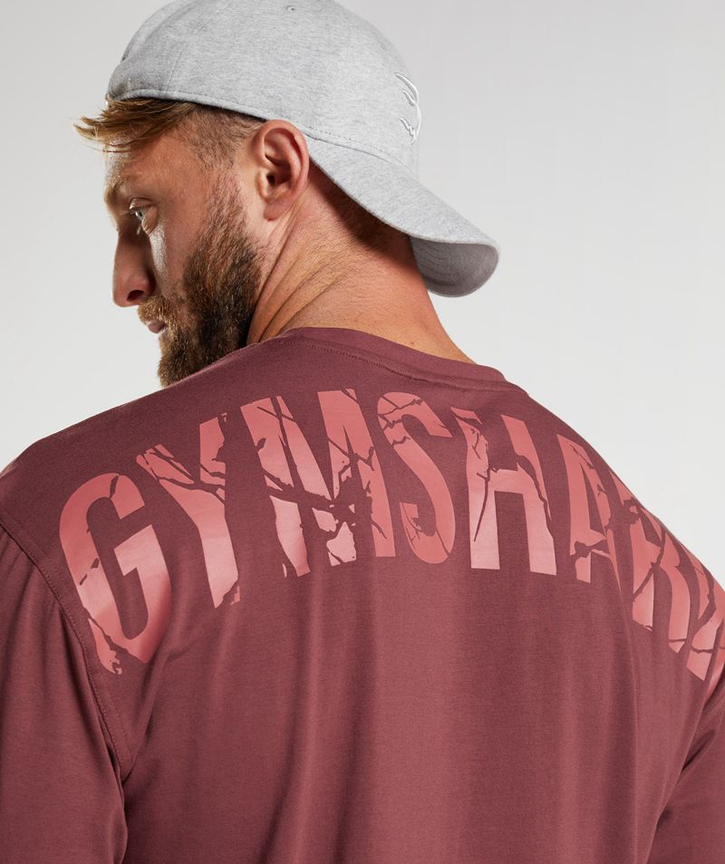 Men's Gymshark Power T-Shirts Burgundy | USA  5608-IFMPJ