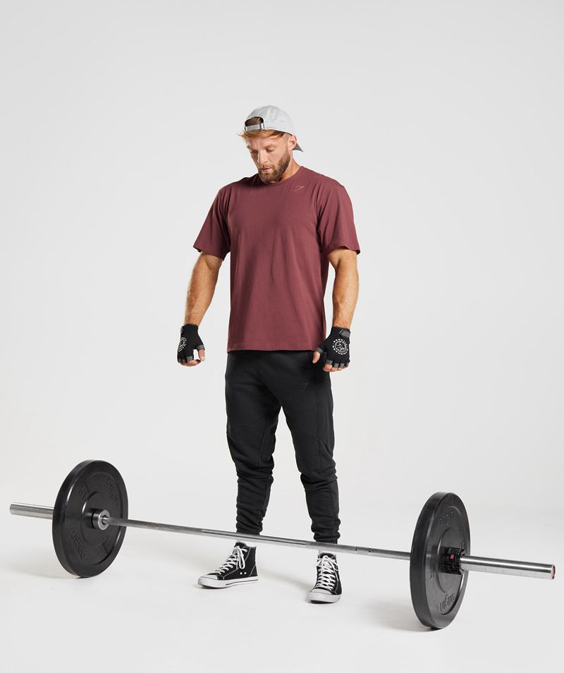 Men's Gymshark Power T-Shirts Burgundy | USA  5608-IFMPJ