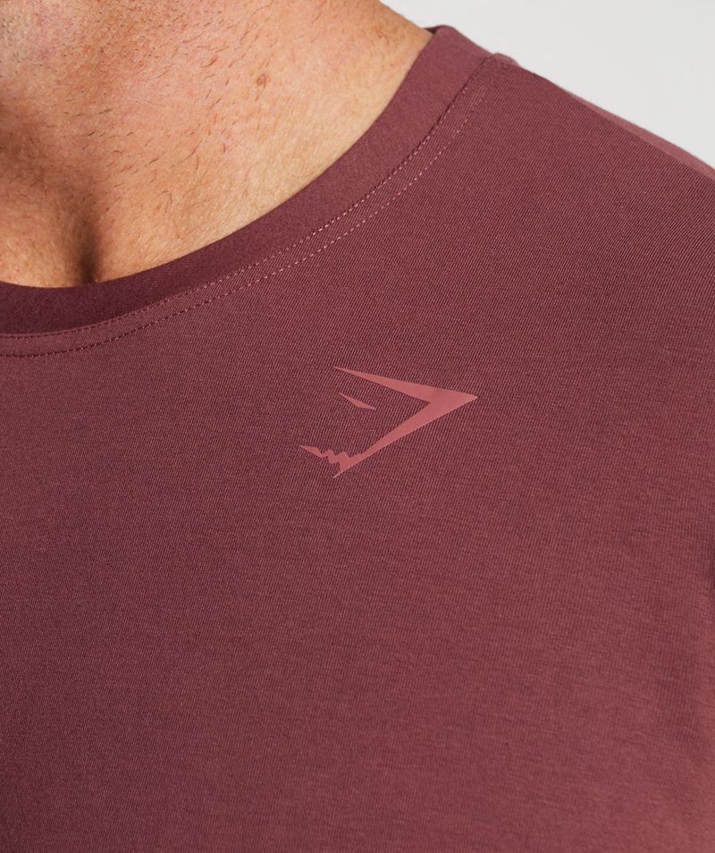 Men's Gymshark Power T-Shirts Burgundy | USA  5608-IFMPJ