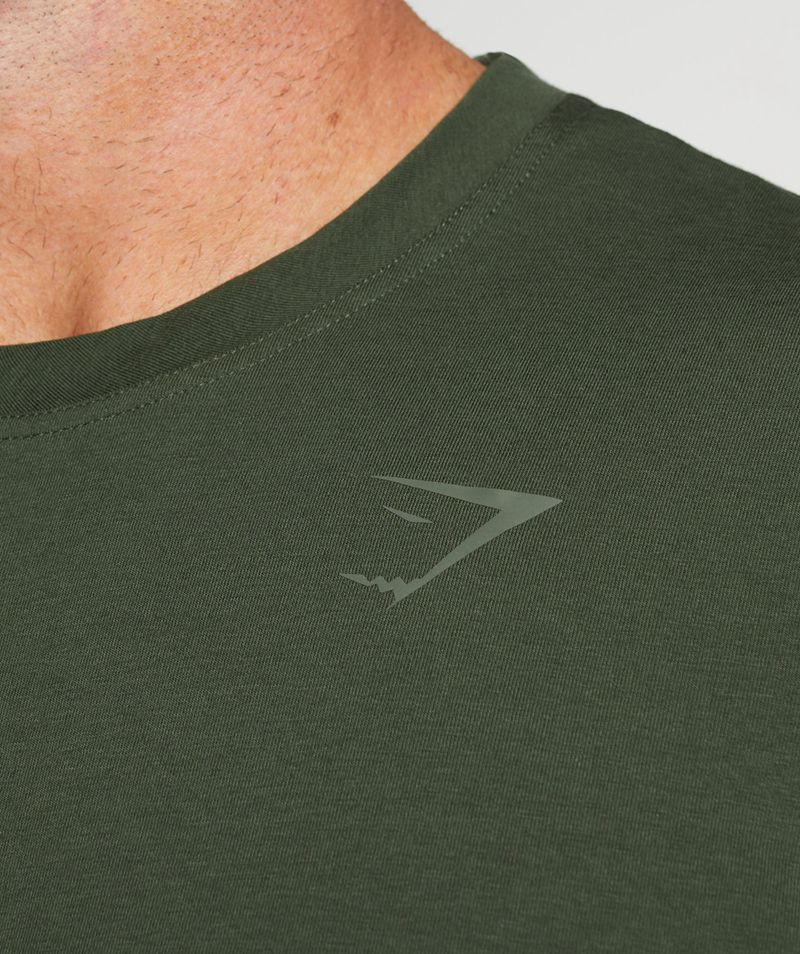 Men's Gymshark Power T-Shirts Olive | USA  0369-BTMKI