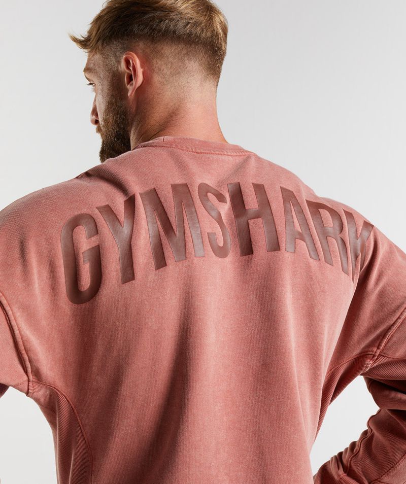 Men's Gymshark Power Washed Crew Sweatshirts Rose | USA  8017-AYTEM