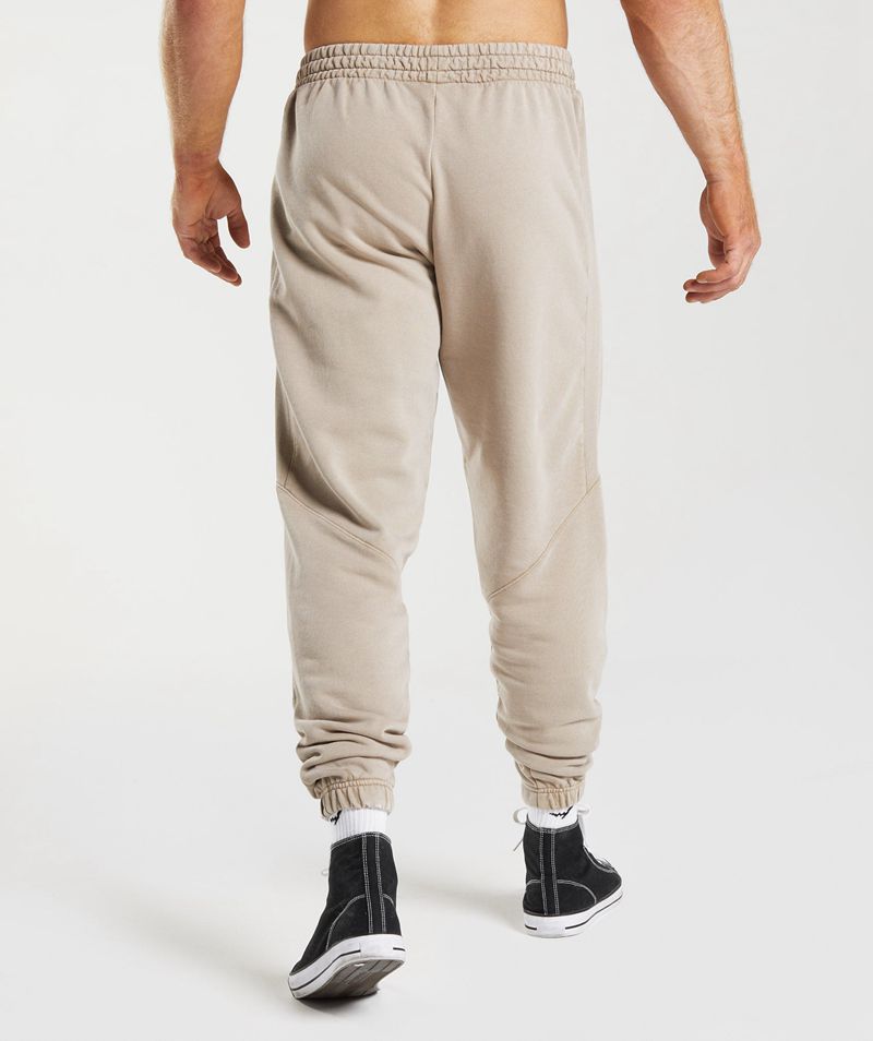 Men's Gymshark Power Washed Joggers Beige | USA  8314-TDJBG