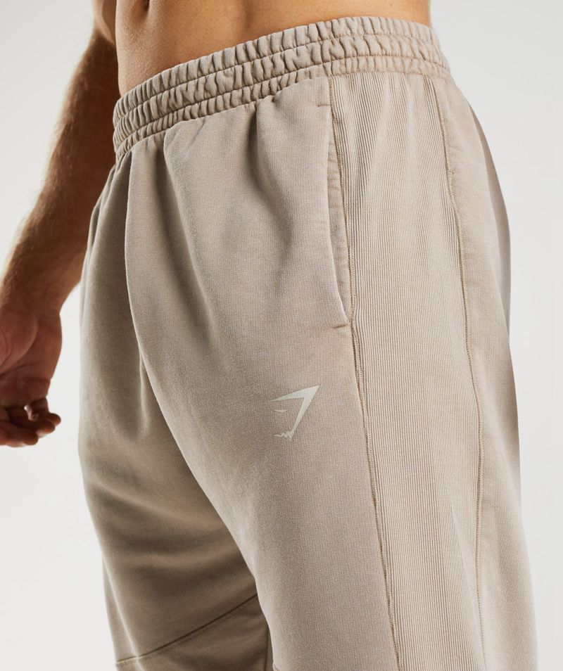 Men's Gymshark Power Washed Joggers Beige | USA  8314-TDJBG