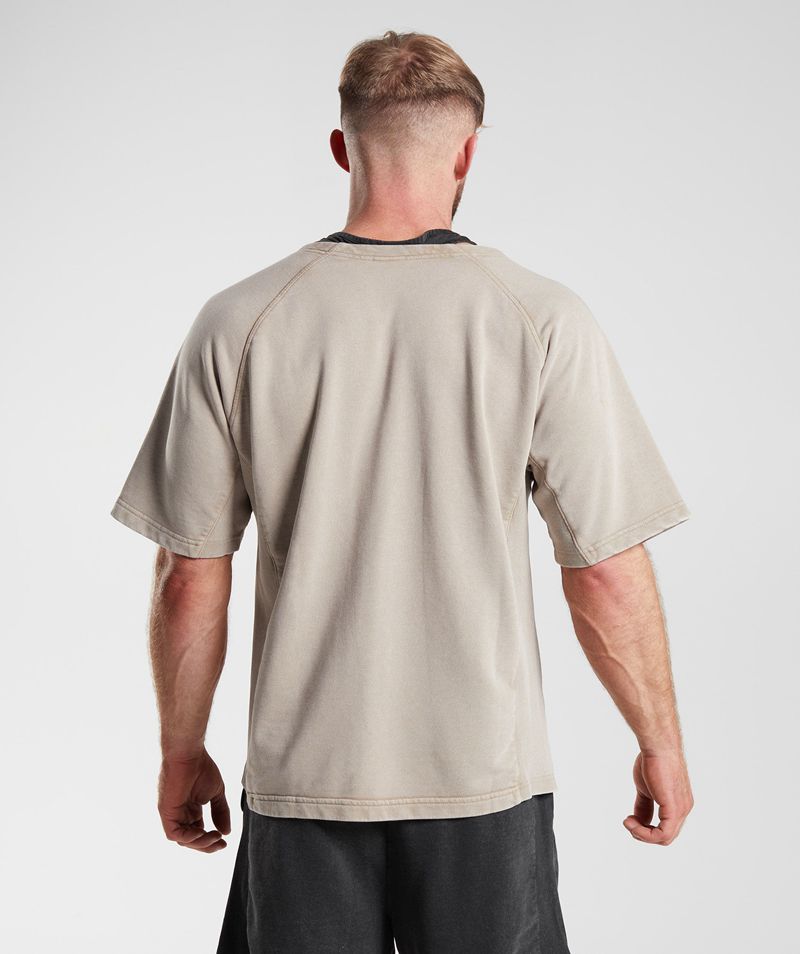 Men's Gymshark Power Washed Rag Tops Beige | USA  1036-QERAU