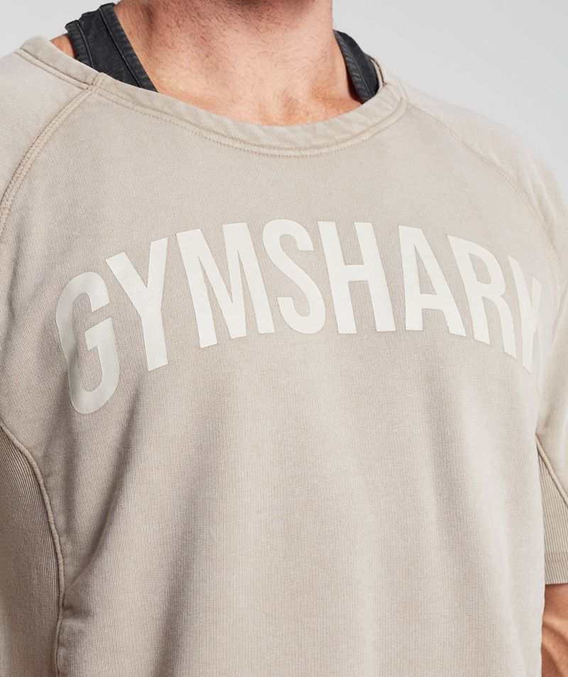 Men's Gymshark Power Washed Rag Tops Beige | USA  1036-QERAU