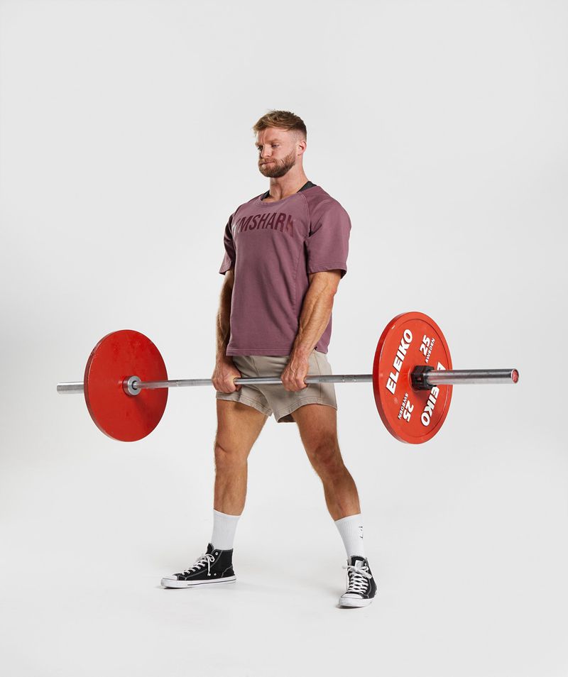 Men's Gymshark Power Washed Rag Tops Burgundy | USA  0153-LXQUB