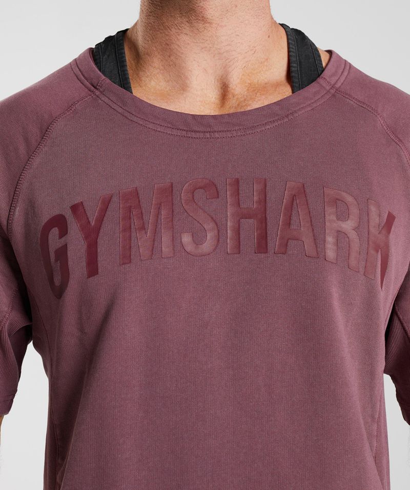 Men's Gymshark Power Washed Rag Tops Burgundy | USA  0153-LXQUB