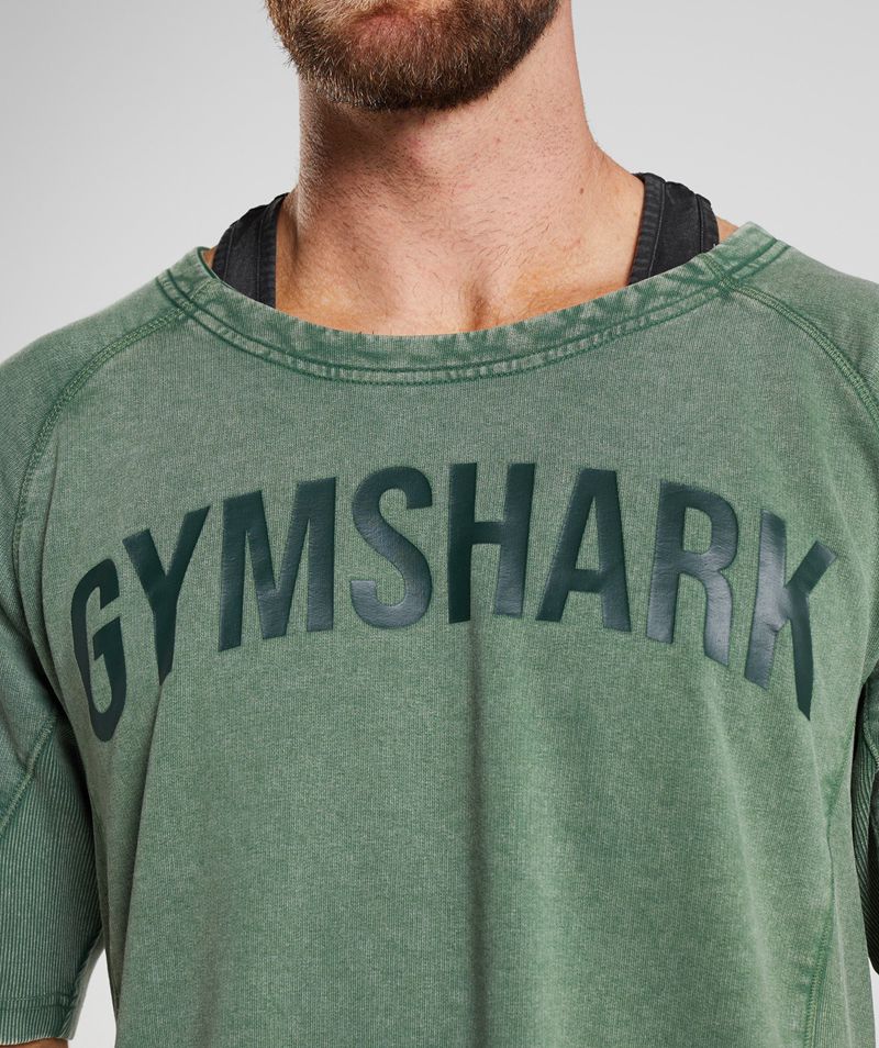 Men's Gymshark Power Washed Rag Tops Green | USA  7425-JOKDM