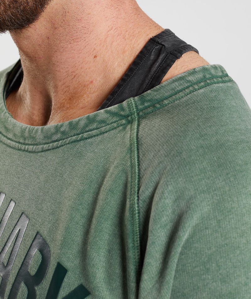 Men's Gymshark Power Washed Rag Tops Green | USA  7425-JOKDM