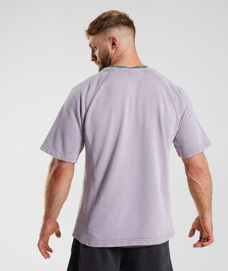 Men's Gymshark Power Washed Rag Tops Purple | USA  4235-FTWSP