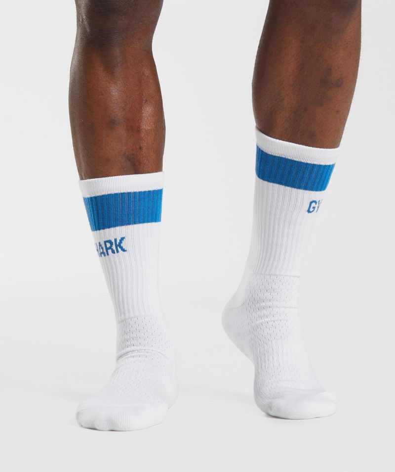 Men's Gymshark Premium Jacquard Single Socks Blue | USA  1524-UGMLO