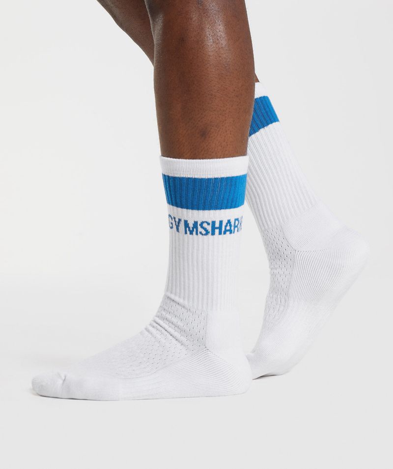 Men's Gymshark Premium Jacquard Single Socks Blue | USA  1524-UGMLO