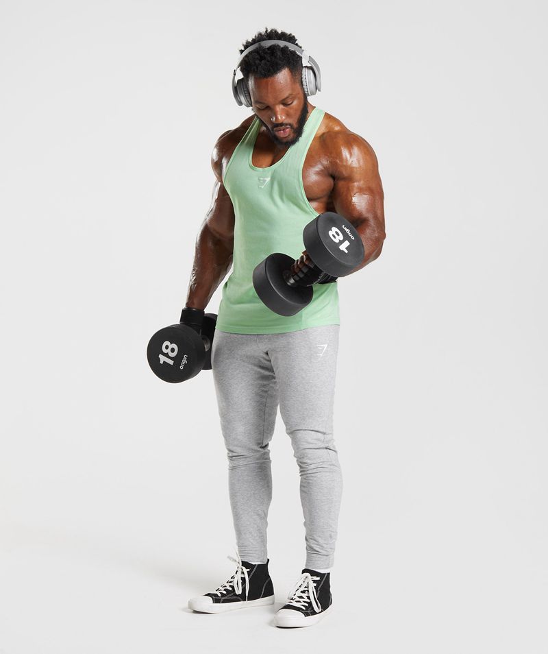 Men's Gymshark React Stringer Green | USA  7931-WYPTK