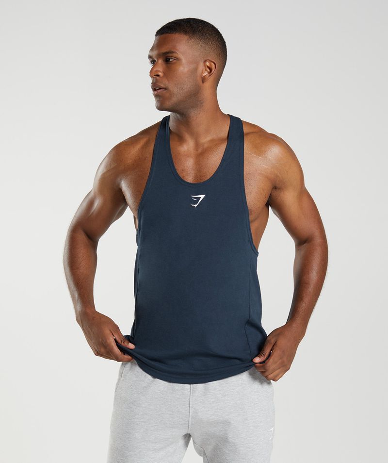 Men\'s Gymshark React Stringer Navy | USA  8196-IGFZM