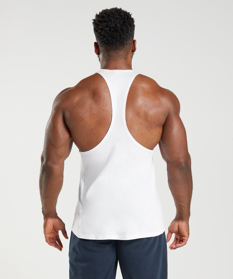 Men's Gymshark React Stringer White | USA  6937-DYZHU