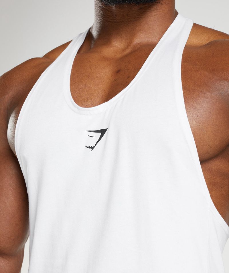 Men's Gymshark React Stringer White | USA  6937-DYZHU