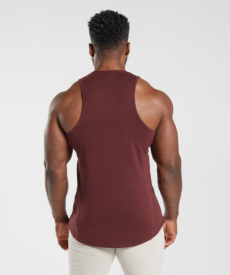 Men's Gymshark React Tank Tops Burgundy | USA  5908-PDSAR