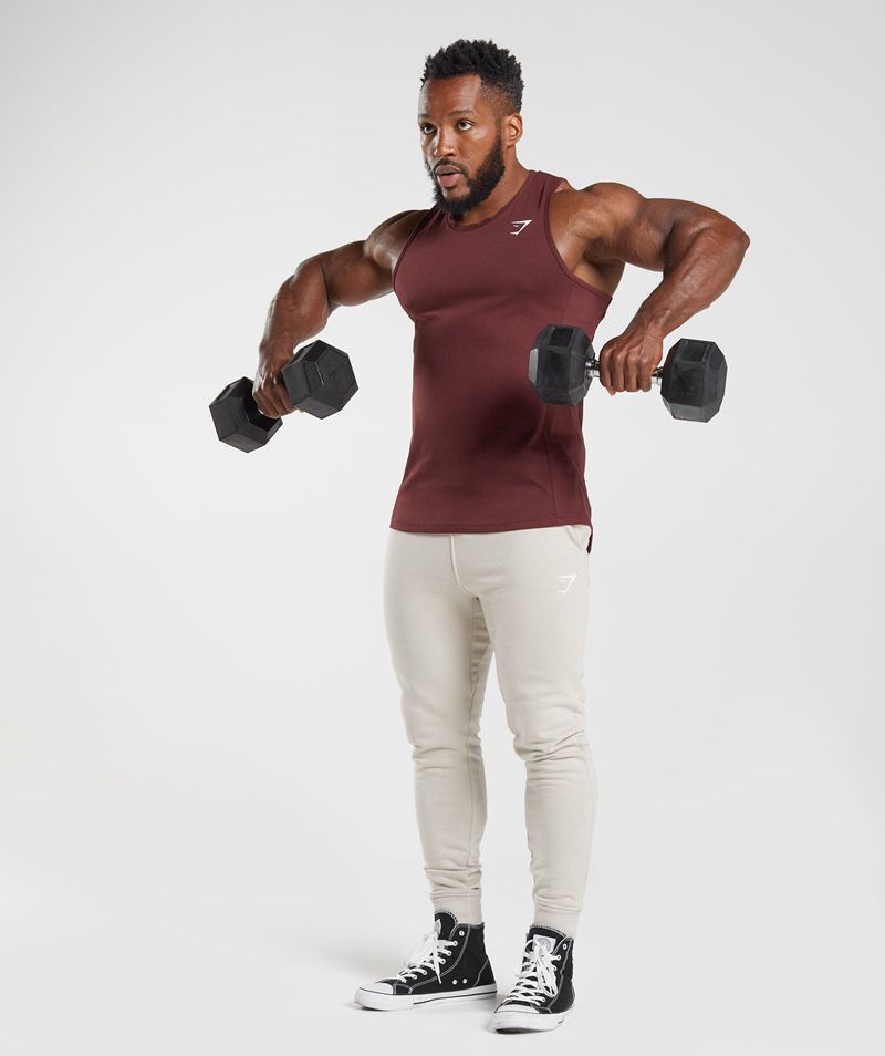 Men's Gymshark React Tank Tops Burgundy | USA  5908-PDSAR