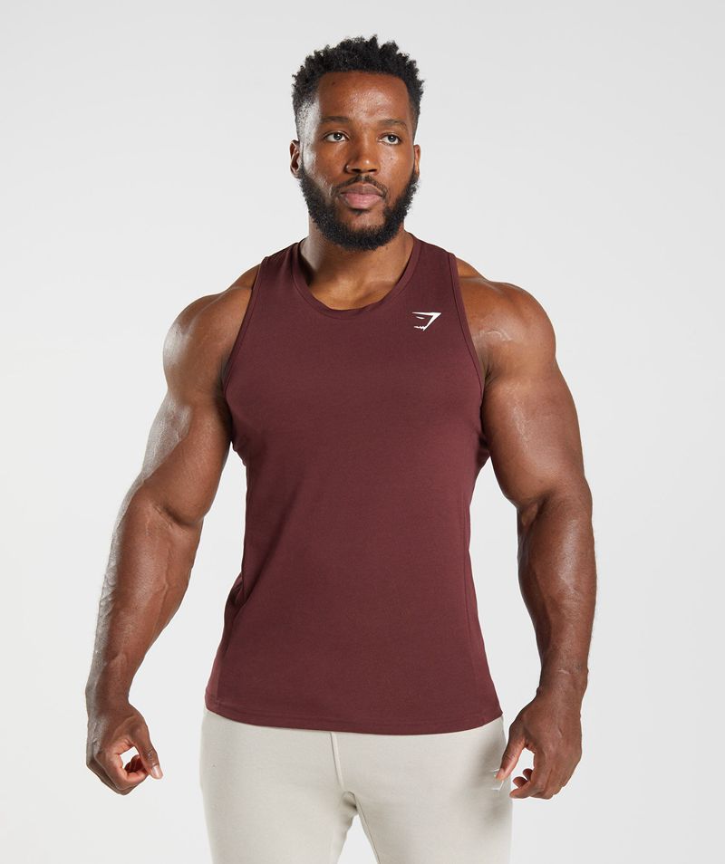 Men\'s Gymshark React Tank Tops Burgundy | USA  5908-PDSAR