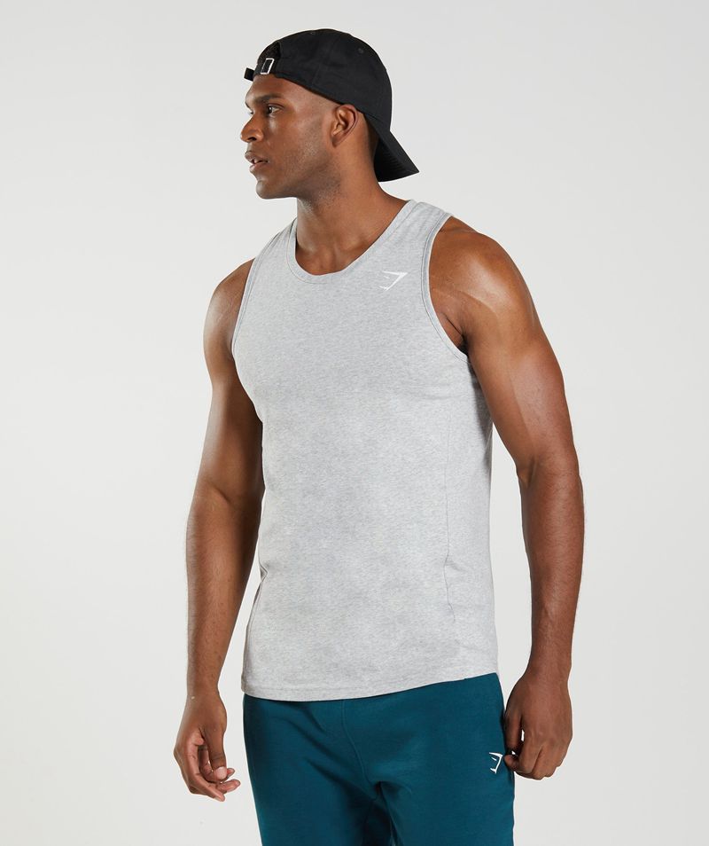 Men\'s Gymshark React Tank Tops Light Grey | USA  7398-QMJTB