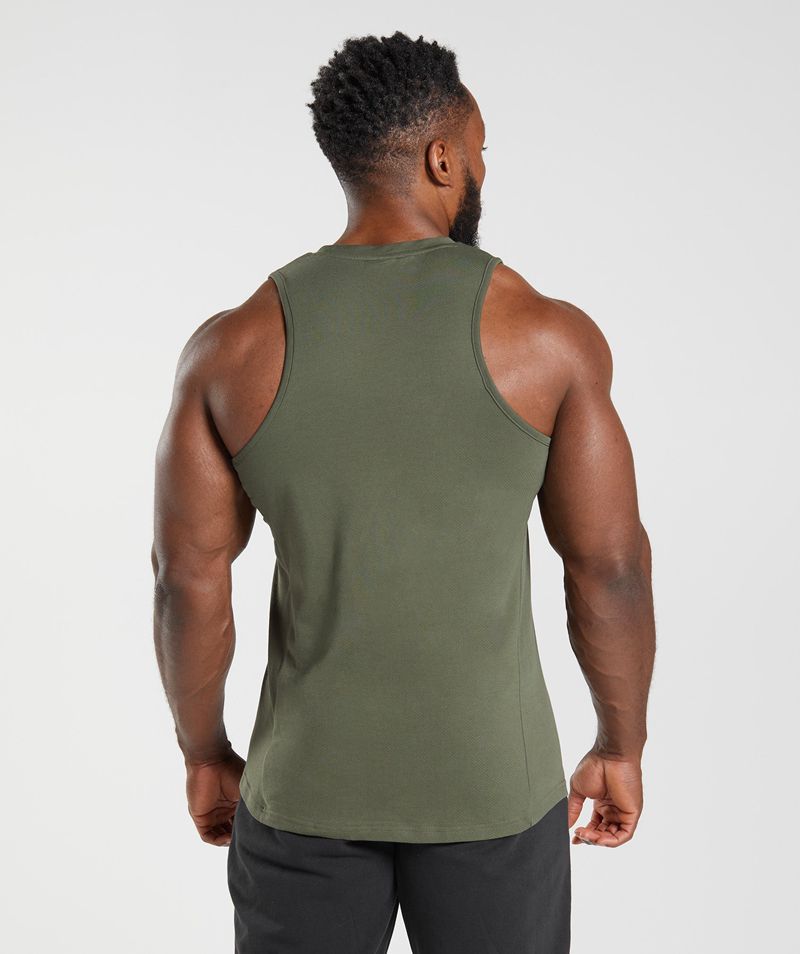 Men's Gymshark React Tank Tops Olive | USA  3041-FYNDR