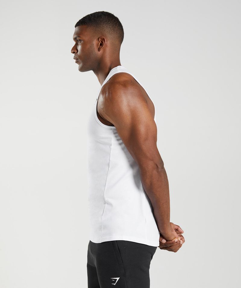 Men's Gymshark React Tank Tops White | USA  5312-ZEDJL