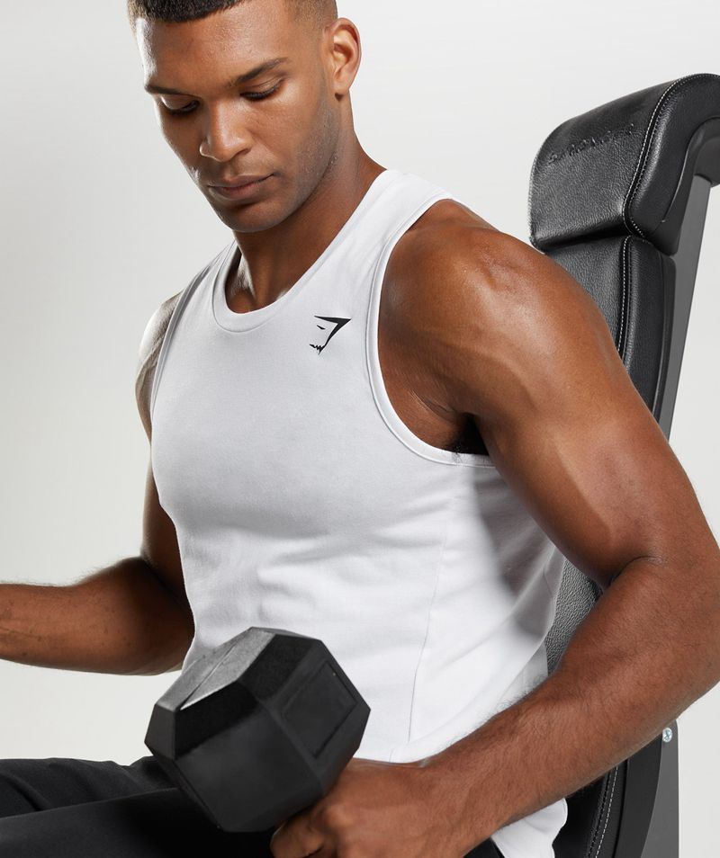 Men's Gymshark React Tank Tops White | USA  5312-ZEDJL