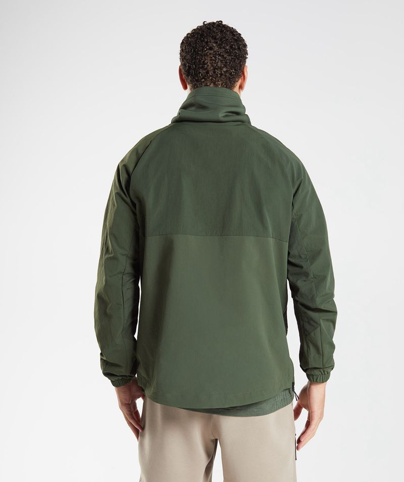 Men's Gymshark Retake Anorak Jackets Olive | USA  9306-TMGDH