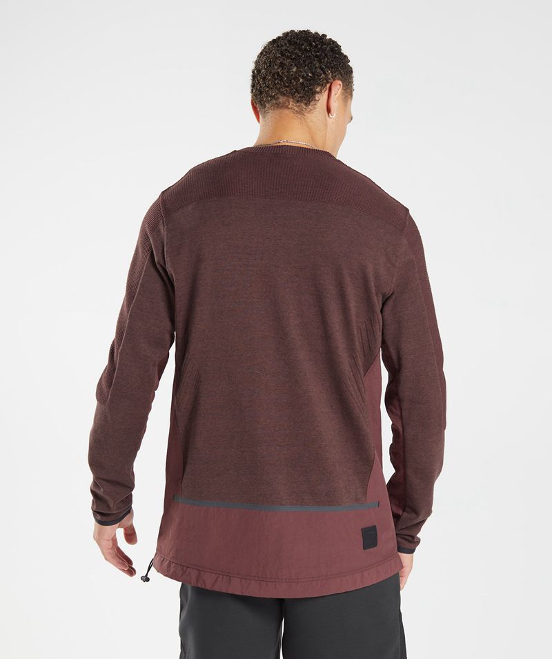 Men's Gymshark Retake Crew Sweatshirts Burgundy | USA  4297-IESGM