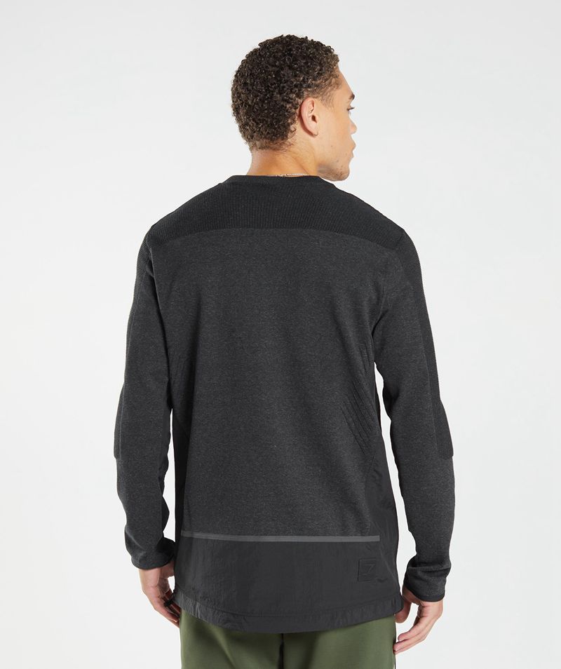 Men's Gymshark Retake Crew Sweatshirts Black | USA  6980-DVIMN