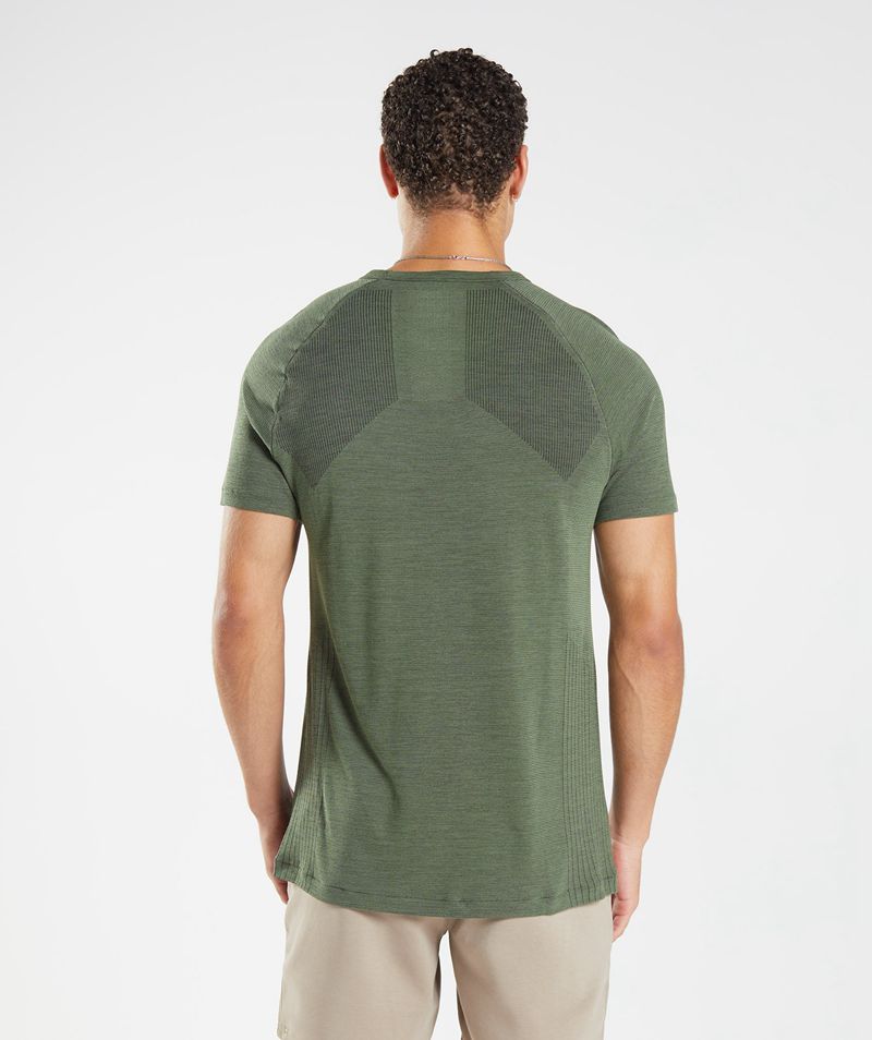 Men's Gymshark Retake Seamless T-Shirts Olive | USA  3498-MFUWV