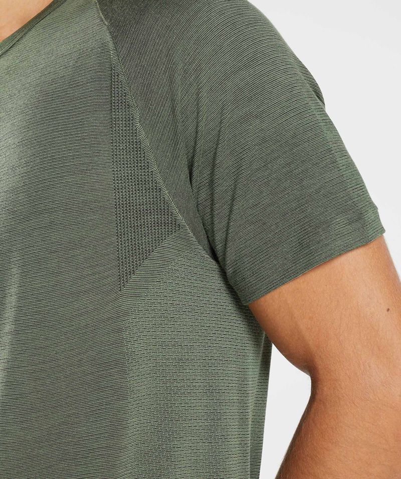 Men's Gymshark Retake Seamless T-Shirts Olive | USA  3498-MFUWV