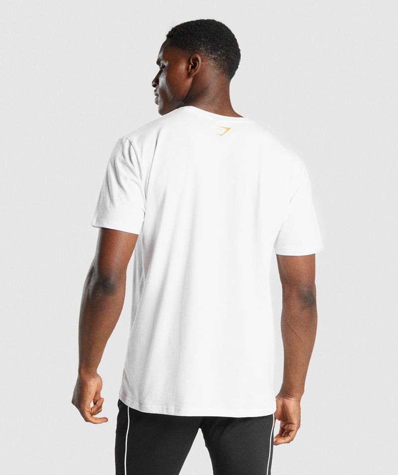 Men's Gymshark Ryan Garcia T-Shirts White | USA  5781-GYFNW