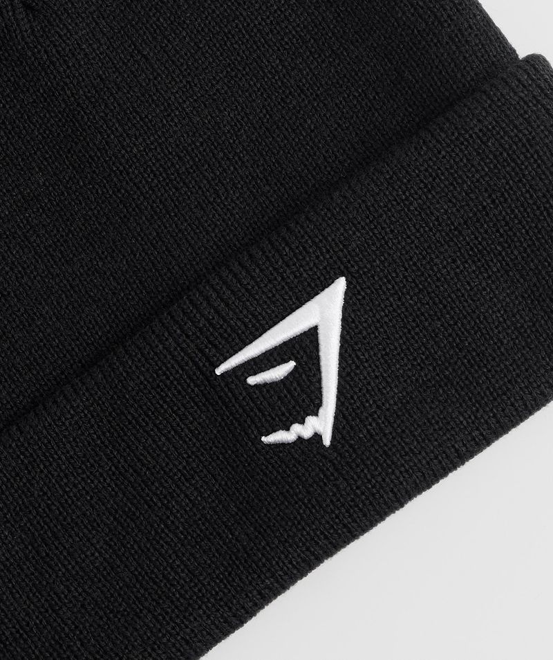 Men's Gymshark Sharkhead Beanie Black | USA  2706-RLAVW