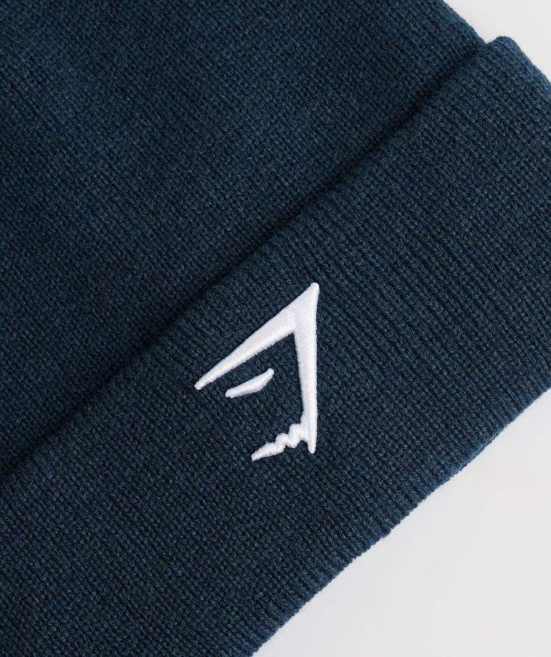 Men's Gymshark Sharkhead Beanie Navy | USA  3547-IPWBD