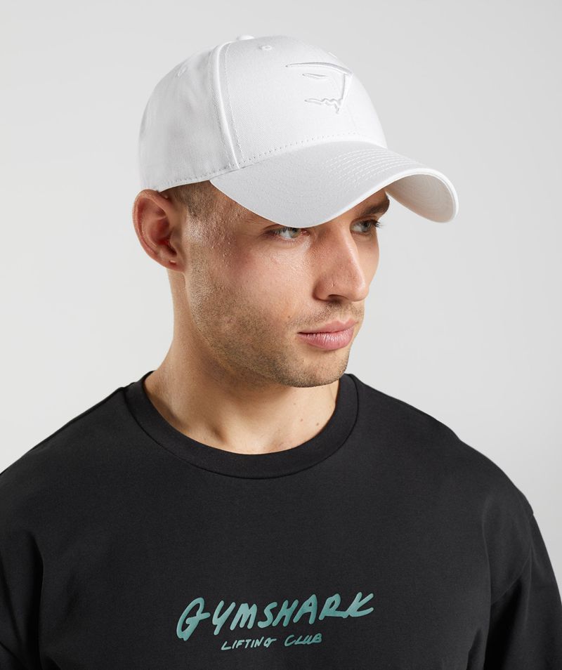 Men's Gymshark Sharkhead Caps White | USA  6421-MYIDA