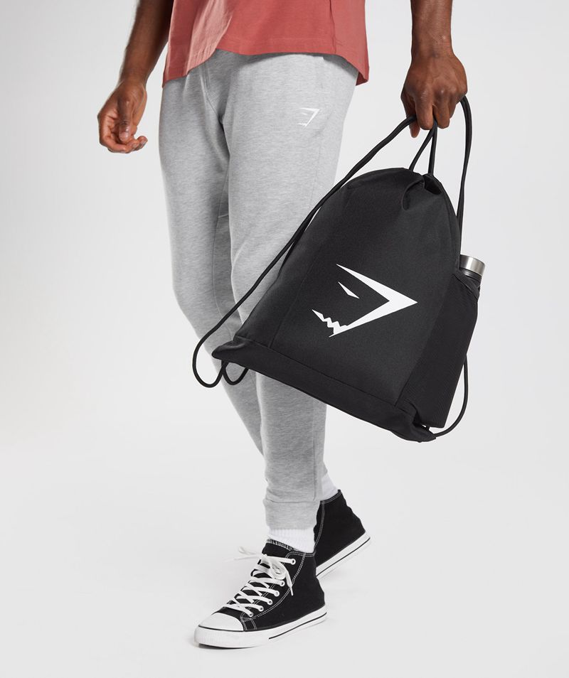 Men's Gymshark Sharkhead Gymsack Bags Black | USA  9576-ABZMK