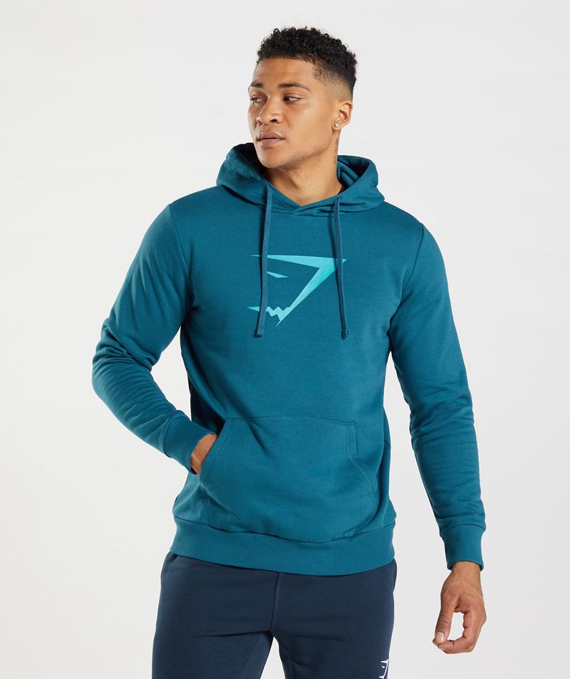 Men\'s Gymshark Sharkhead Infill Hoodie Blue | USA  2376-MJIAP