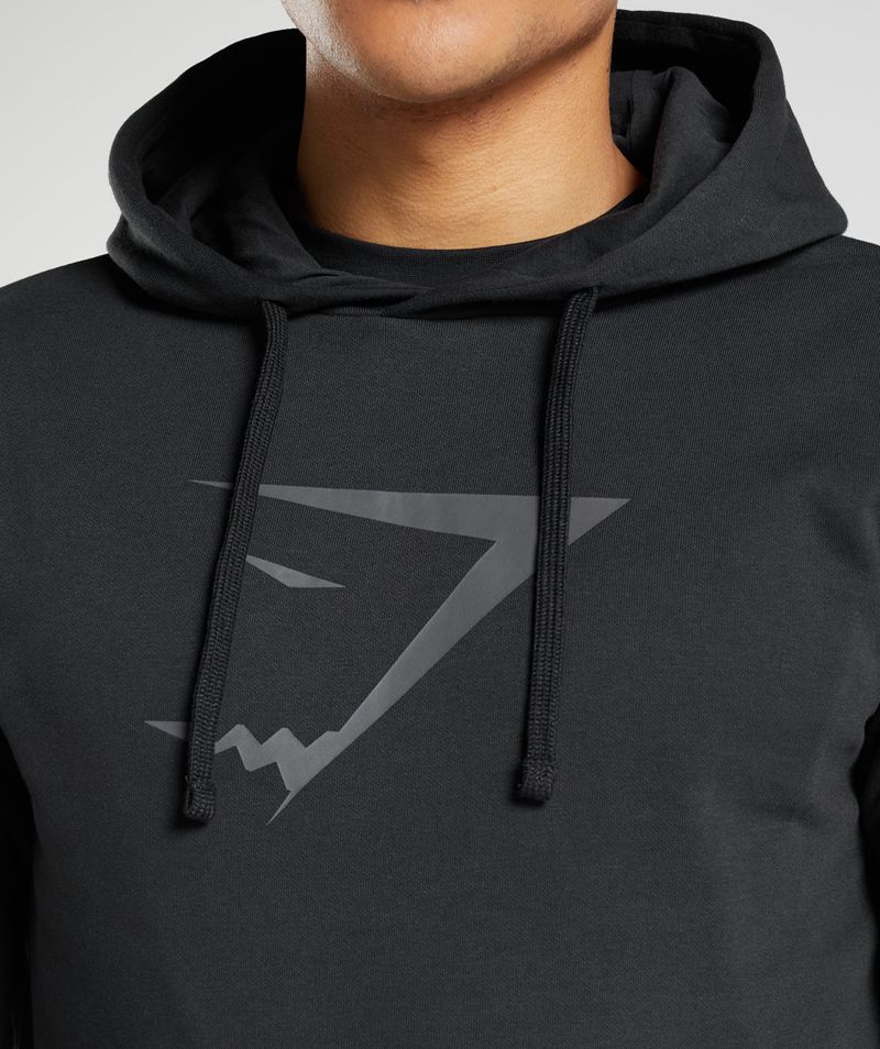 Men's Gymshark Sharkhead Infill Hoodie Black | USA  5689-VKCER