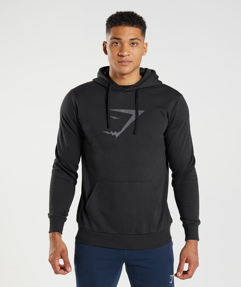 Men\'s Gymshark Sharkhead Infill Hoodie Black | USA  5689-VKCER