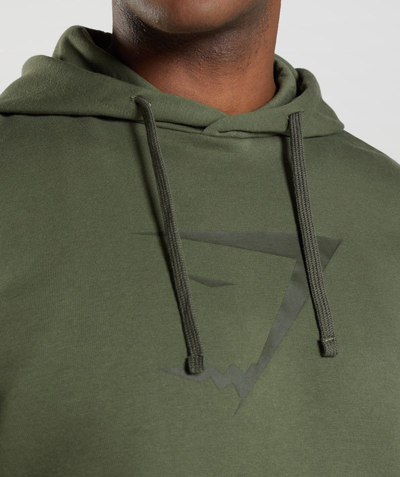 Men's Gymshark Sharkhead Infill Hoodie Olive | USA  2901-JFDUT