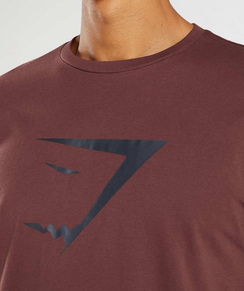 Men's Gymshark Sharkhead Infill T-Shirts Burgundy | USA  3106-FPYHZ